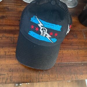 WWE RETURN OF CM PUNK BLACK FLAG TRUCKER CAP ADJUSTABLE HAT OFFICIAL NEW